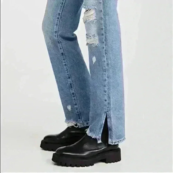 Good American Good Boy Distressed Boyfriend Jeans In Blue536 Size 2/26 - Picture 6 of 12